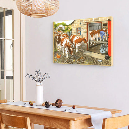Cows 40*30CM(Canvas) Full Round Drill Diamond Painting