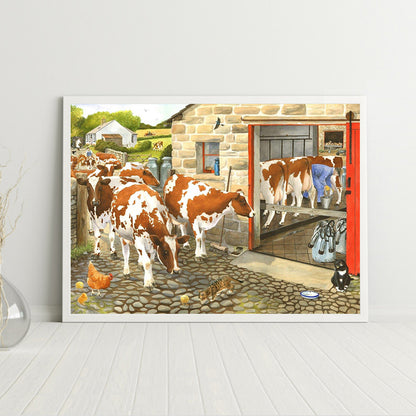 Cows 40*30CM(Canvas) Full Round Drill Diamond Painting