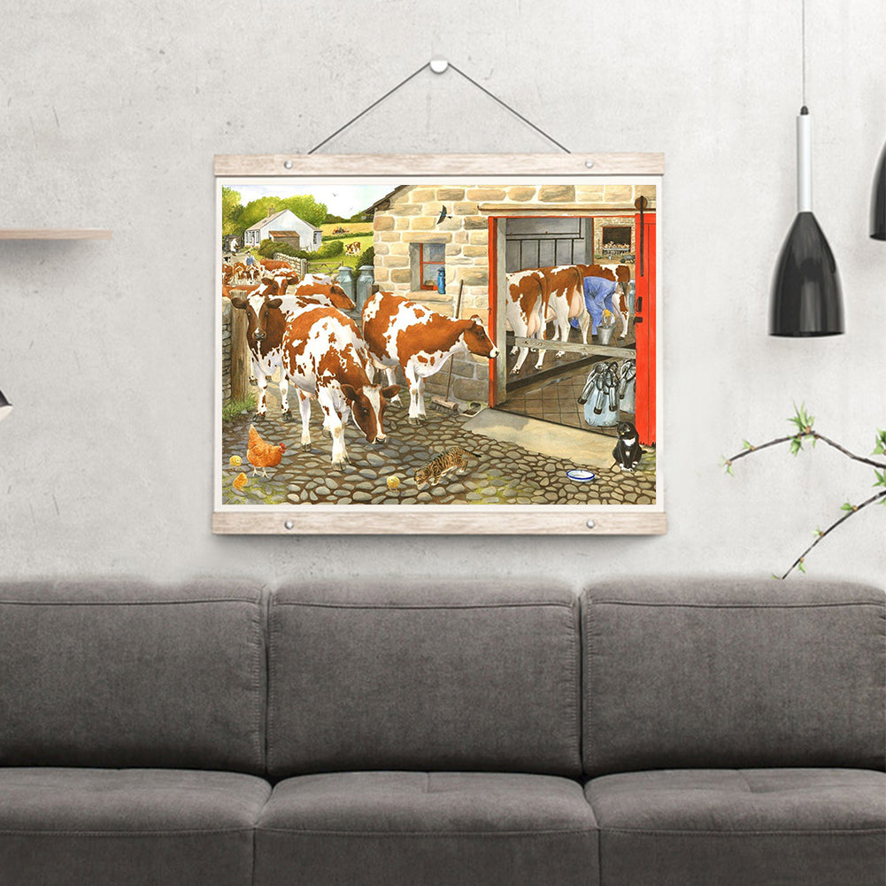 Cows 40*30CM(Canvas) Full Round Drill Diamond Painting