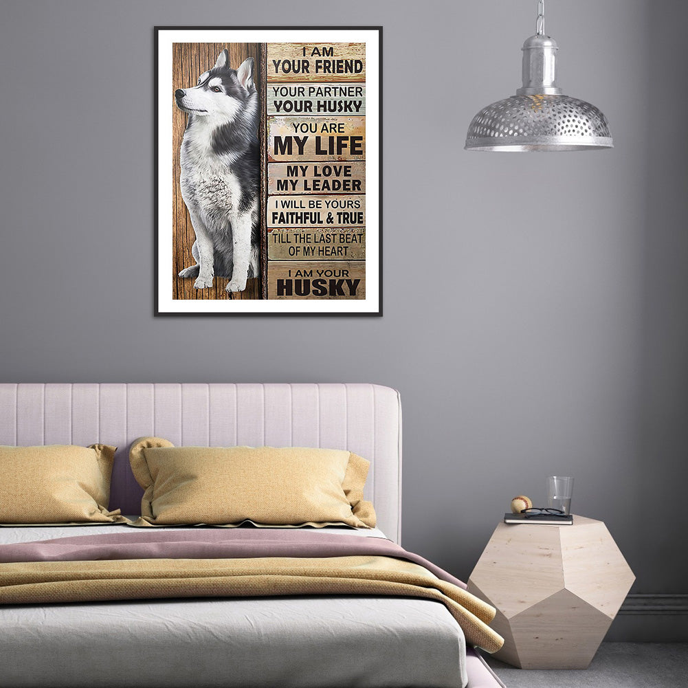 Husky English 30*40CM(Canvas) Full Round Drill Diamond Painting