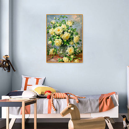 Vase 30*40CM(Canvas) Full Round Drill Diamond Painting