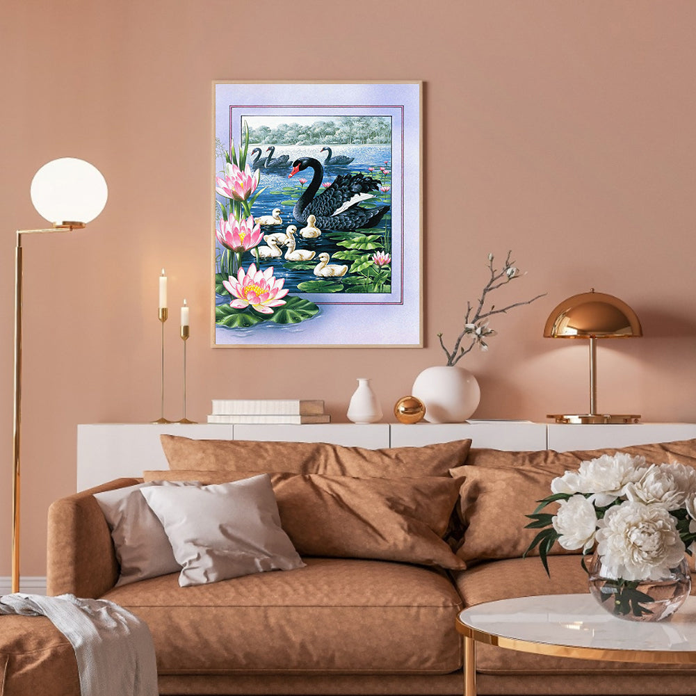 Black Swan 50*60CM(Canvas) Full Round Drill Diamond Painting