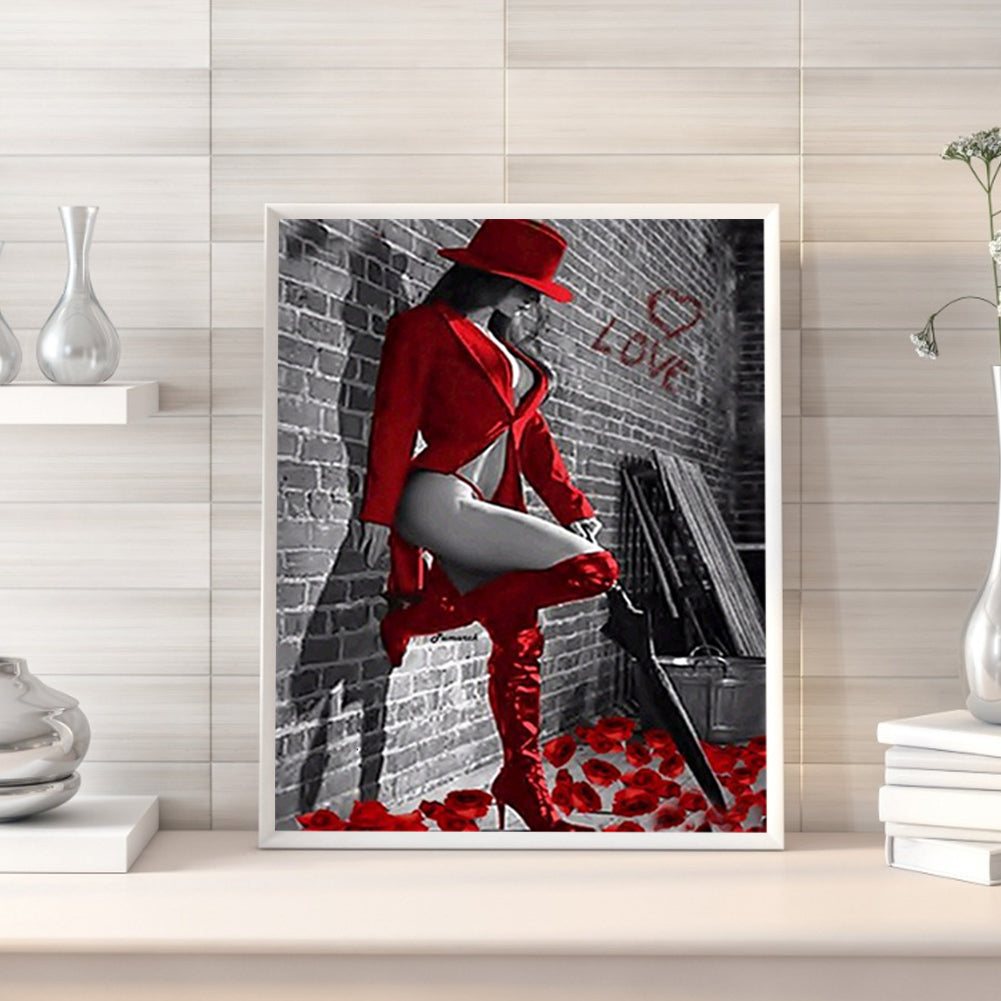 Beauty In Red 50*60CM(Canvas) Full Round Drill Diamond Painting