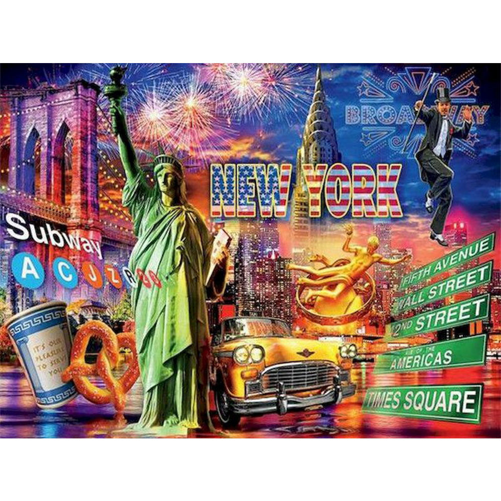 Statue Of Liberty 40*30CM(Canvas) Full Round Drill Diamond Painting