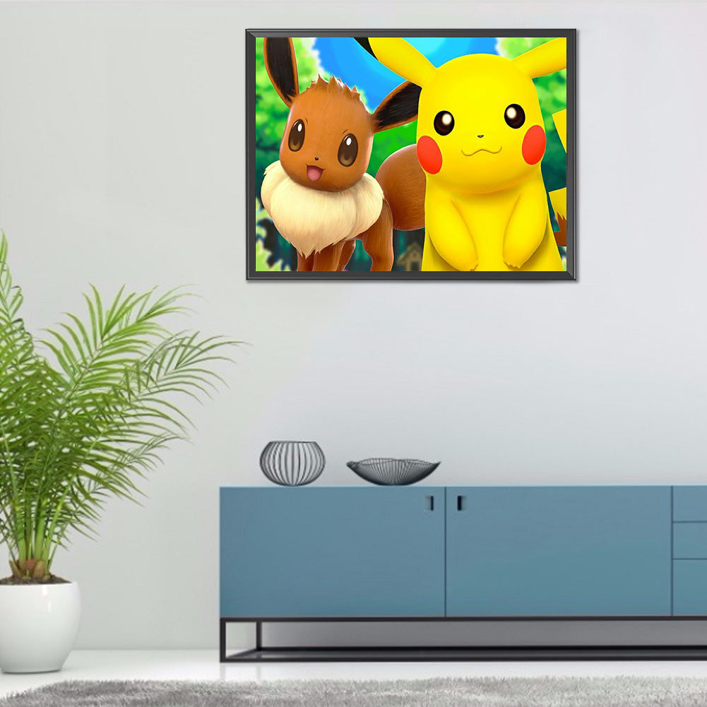 Pikachu 40*30CM(Canvas) Full Round Drill Diamond Painting