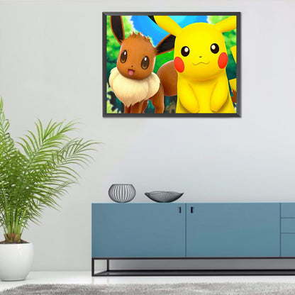 Pikachu 40*30CM(Canvas) Full Round Drill Diamond Painting