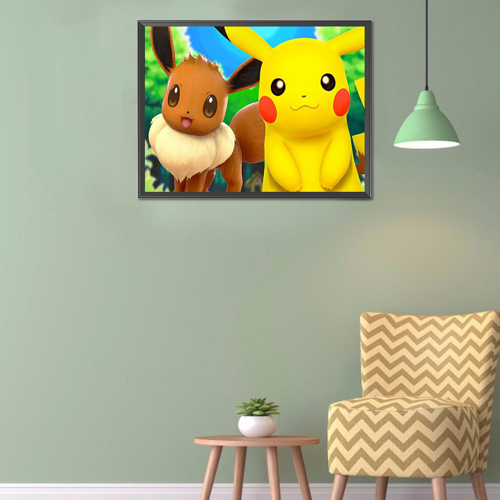 Pikachu 40*30CM(Canvas) Full Round Drill Diamond Painting