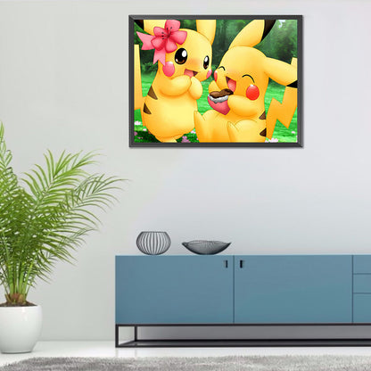 Pikachu 40*30CM(Canvas) Full Round Drill Diamond Painting