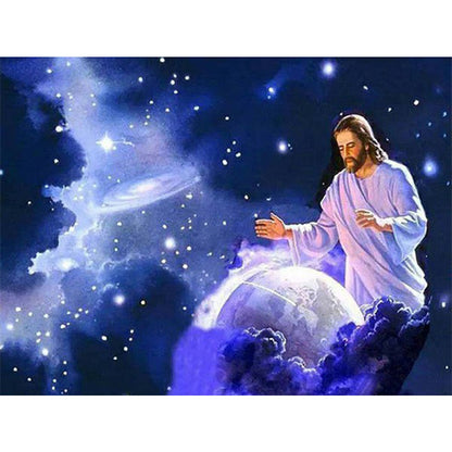 Jesus Universe Starry Sky 40*30CM(Canvas) Full Round Drill Diamond Painting