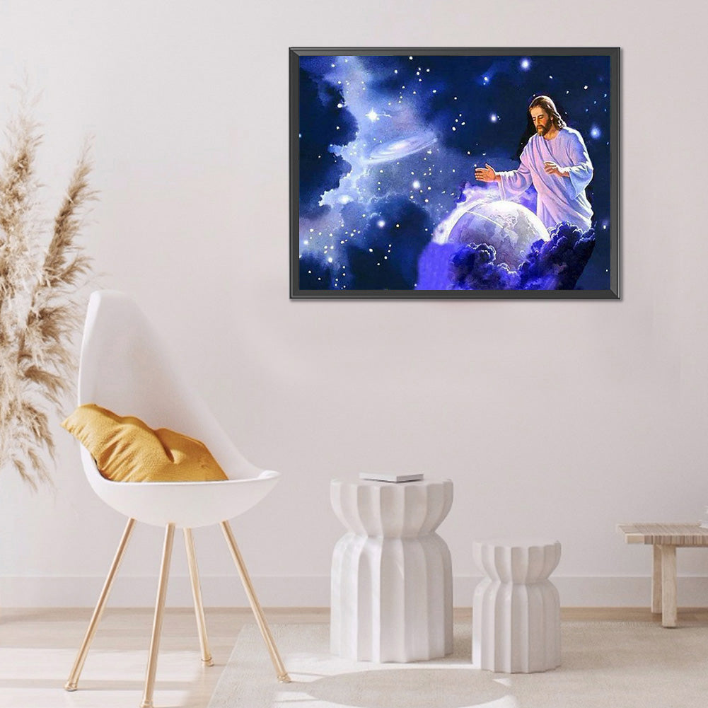 Jesus Universe Starry Sky 40*30CM(Canvas) Full Round Drill Diamond Painting