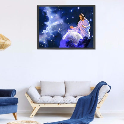 Jesus Universe Starry Sky 40*30CM(Canvas) Full Round Drill Diamond Painting