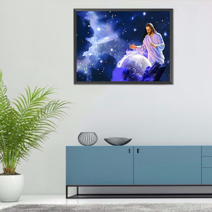 Jesus Universe Starry Sky 40*30CM(Canvas) Full Round Drill Diamond Painting