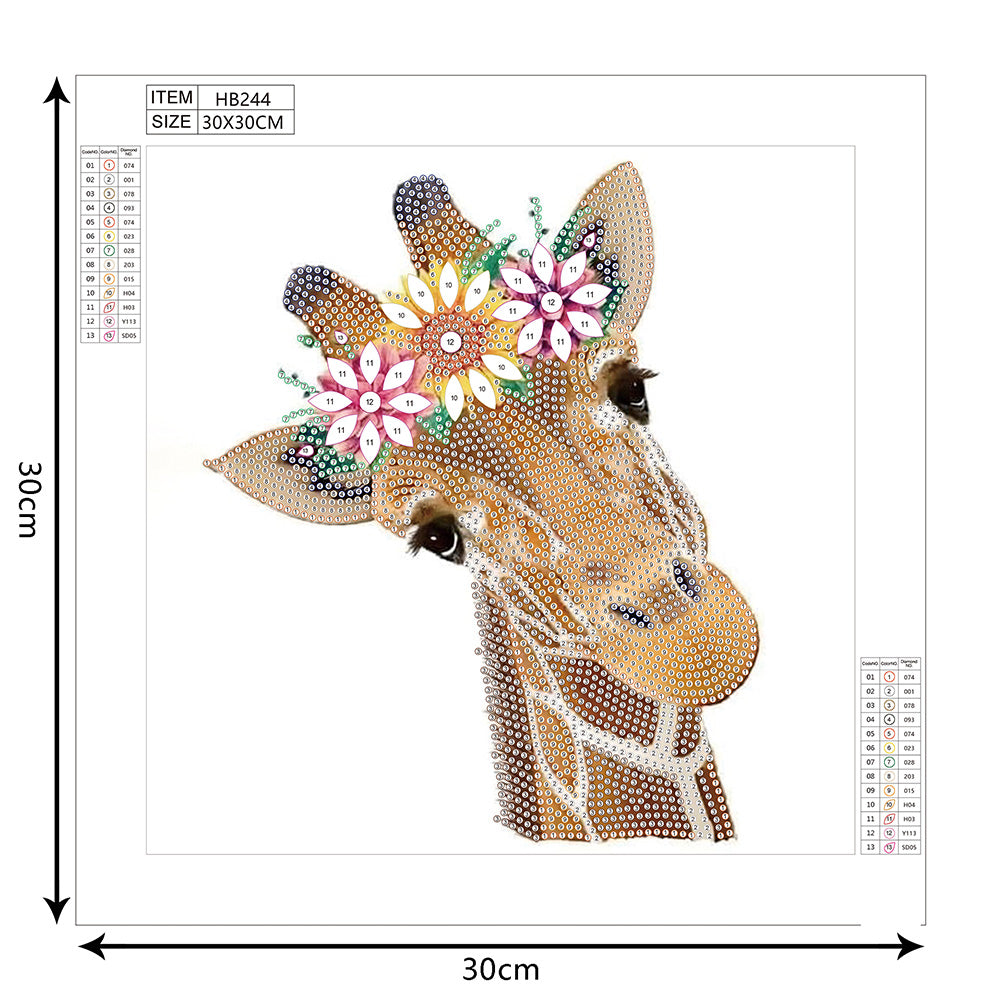 Giraffe 30*30CM(Canvas) Special Shaped Drill Diamond Paiting