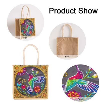 5D Diamond Painting Handbag DIY Eco-friendly Linen Shopping Storage Bags