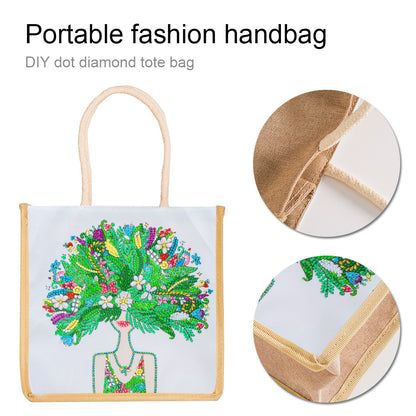 5D Diamond Painting Handbag DIY Eco-friendly Linen Shopping Storage Bags