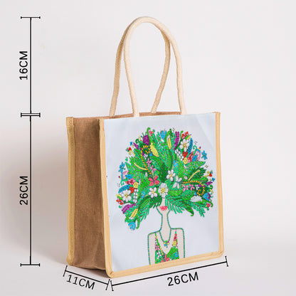 5D Diamond Painting Handbag DIY Eco-friendly Linen Shopping Storage Bags