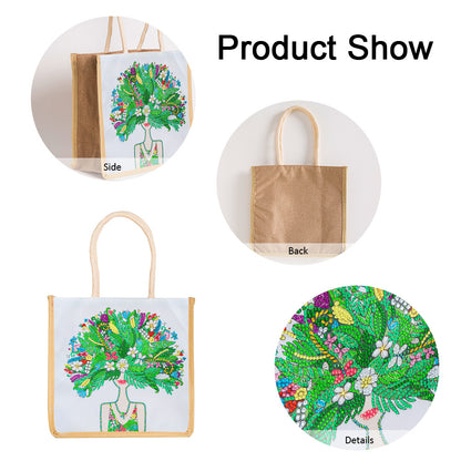 5D Diamond Painting Handbag DIY Eco-friendly Linen Shopping Storage Bags