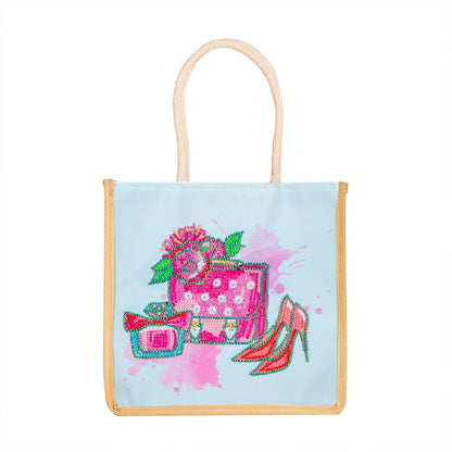 5D Diamond Painting Handbag DIY Eco-friendly Linen Shopping Storage Bags