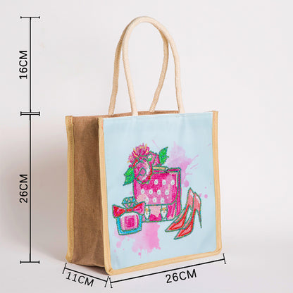 5D Diamond Painting Handbag DIY Eco-friendly Linen Shopping Storage Bags