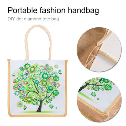 5D Diamond Painting Handbag DIY Eco-friendly Linen Shopping Storage Bags