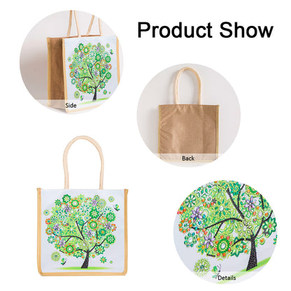 5D Diamond Painting Handbag DIY Eco-friendly Linen Shopping Storage Bags