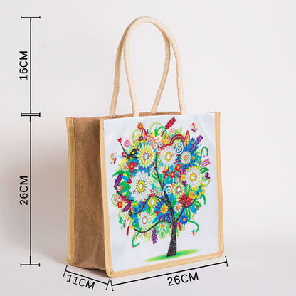 5D Diamond Painting Handbag DIY Eco-friendly Linen Shopping Storage Bags