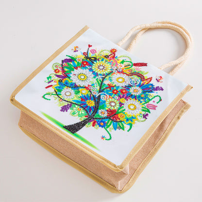 5D Diamond Painting Handbag DIY Eco-friendly Linen Shopping Storage Bags