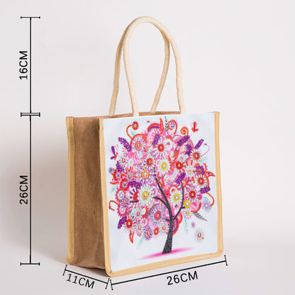 5D Diamond Painting Handbag DIY Eco-friendly Linen Shopping Storage Bags