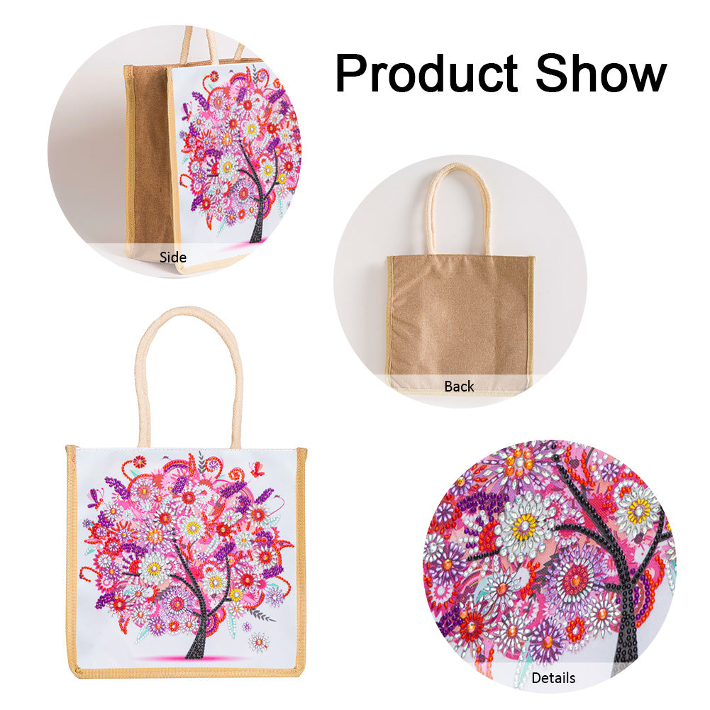 5D Diamond Painting Handbag DIY Eco-friendly Linen Shopping Storage Bags