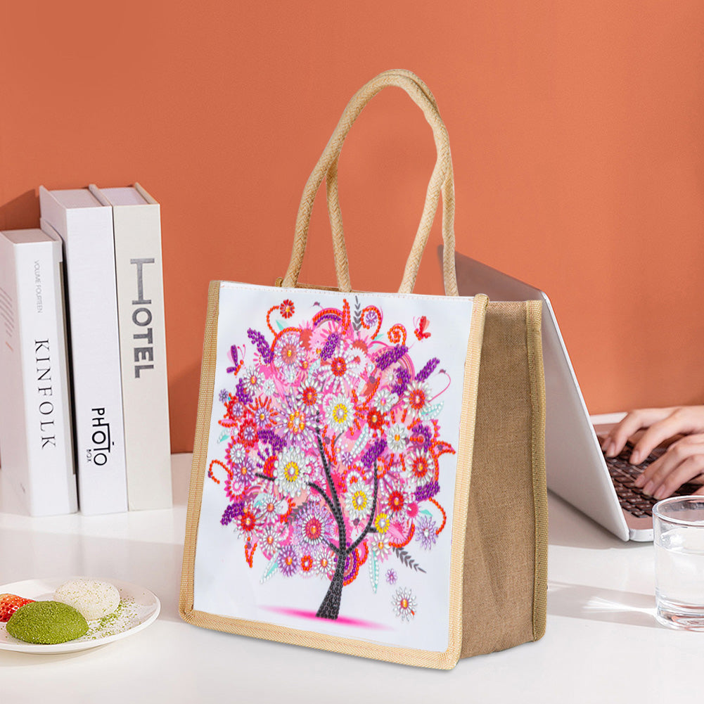 5D Diamond Painting Handbag DIY Eco-friendly Linen Shopping Storage Bags