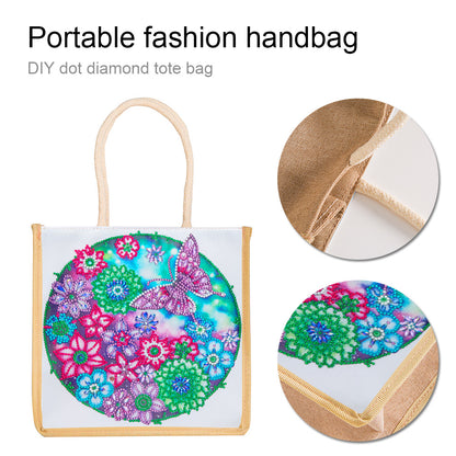 5D Diamond Painting Handbag DIY Eco-friendly Linen Shopping Storage Bags