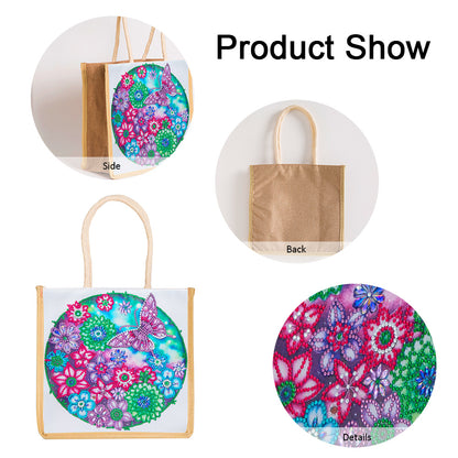 5D Diamond Painting Handbag DIY Eco-friendly Linen Shopping Storage Bags