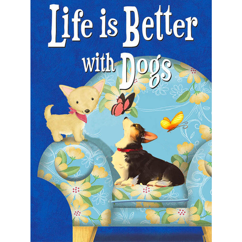 Dog 30*40CM(Canvas) Full Round Drill Diamond Painting