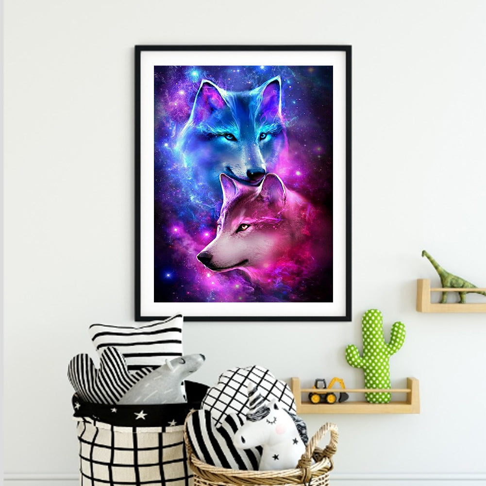 Two Wolves 30*40CM(Canvas) Full Round Drill Diamond Painting