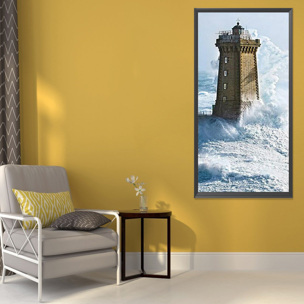 Seaside Lighthouse 40*80CM(Canvas) Full Round Drill Diamond Painting