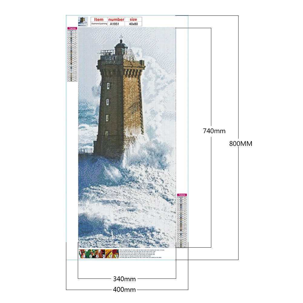 Seaside Lighthouse 40*80CM(Canvas) Full Round Drill Diamond Painting