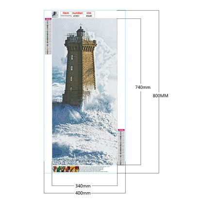 Seaside Lighthouse 40*80CM(Canvas) Full Round Drill Diamond Painting