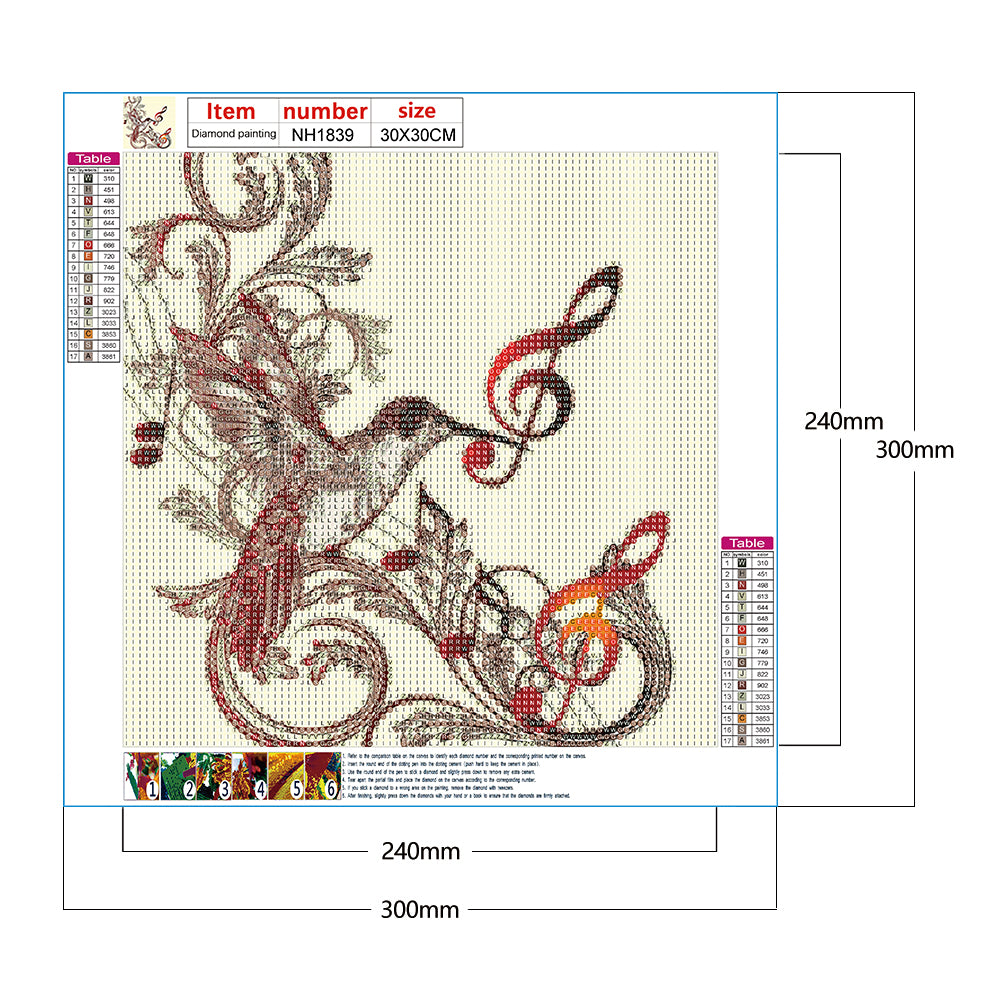 Musical Note 30*30CM(Canvas) Full Round Drill Diamond Painting