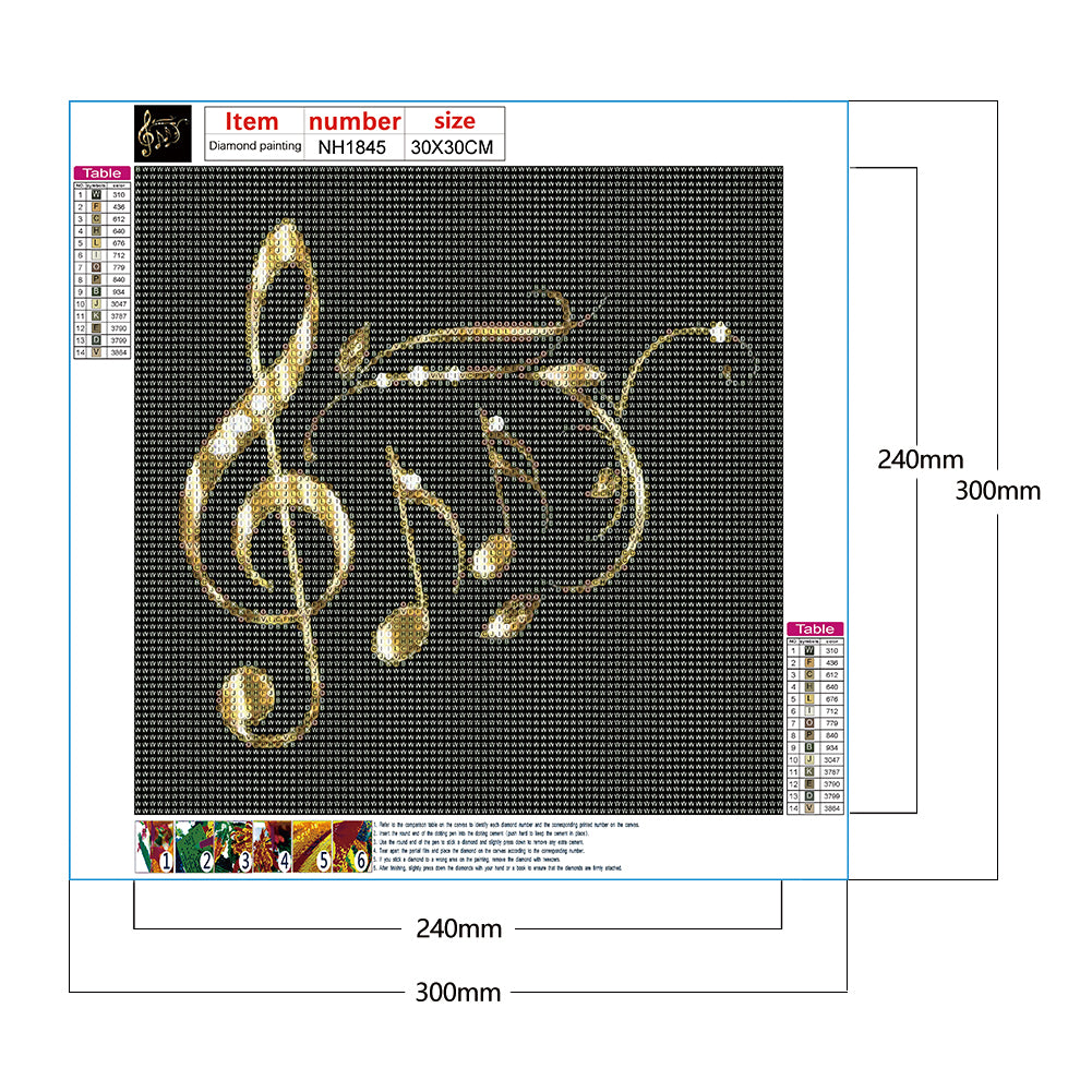 Musical Note 30*30CM(Canvas) Full Round Drill Diamond Painting
