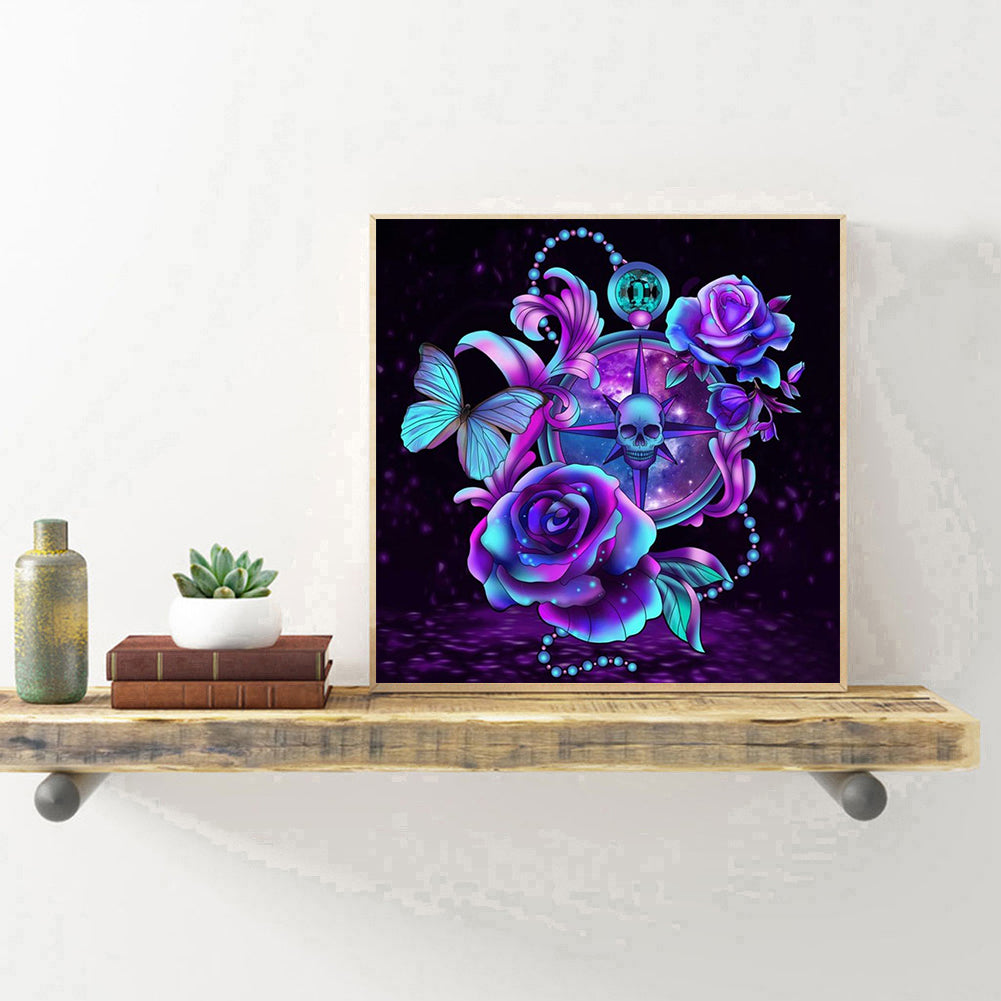 Purple Rose 30*30CM(Canvas) Full Square Drill Diamond Painting