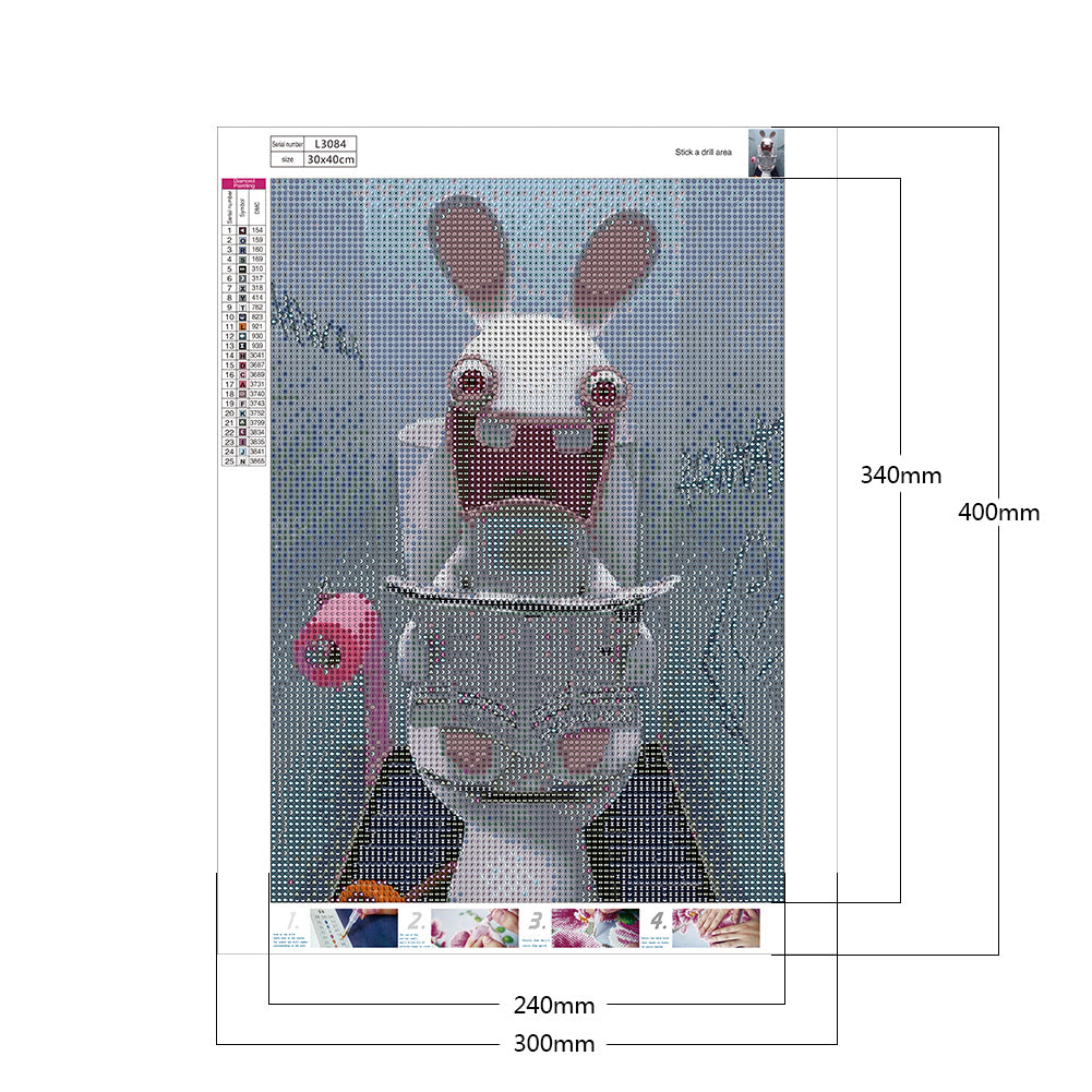 Rabbit Squatting On Toilet 30*40CM(Canvas) Full Round Drill Diamond Painting