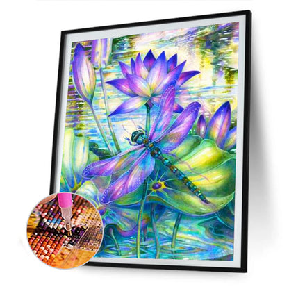 Lotus Pond Dragonfly 30*40CM(Canvas) Full Round Drill Diamond Painting