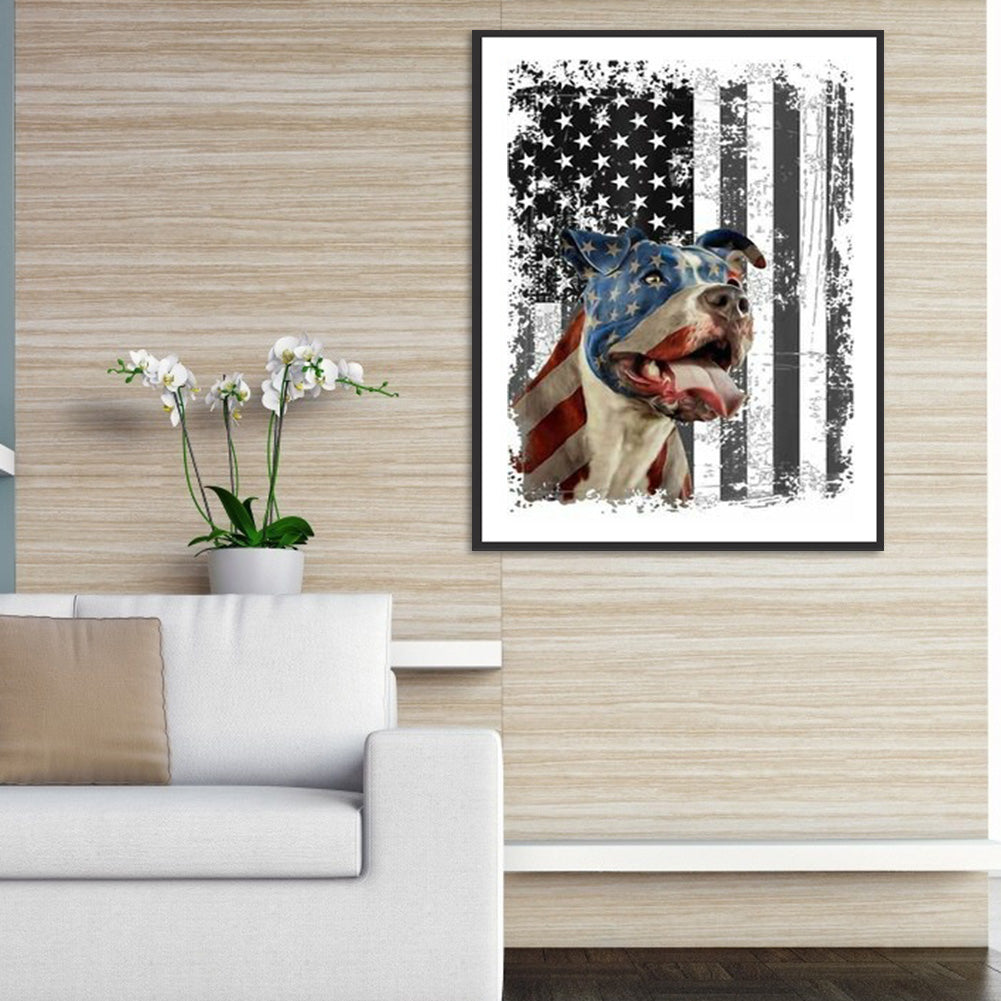 Flag Dog 30*40CM(Canvas) Full Round Drill Diamond Painting
