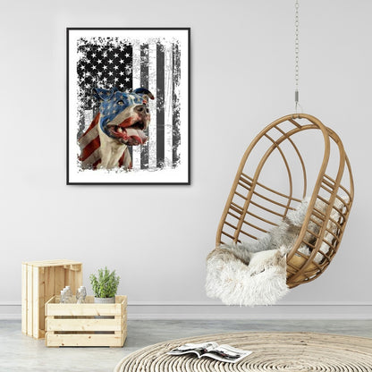 Flag Dog 30*40CM(Canvas) Full Round Drill Diamond Painting