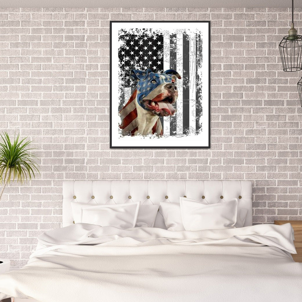 Flag Dog 30*40CM(Canvas) Full Round Drill Diamond Painting