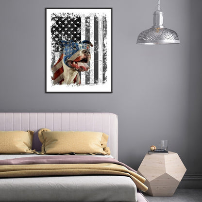 Flag Dog 30*40CM(Canvas) Full Round Drill Diamond Painting