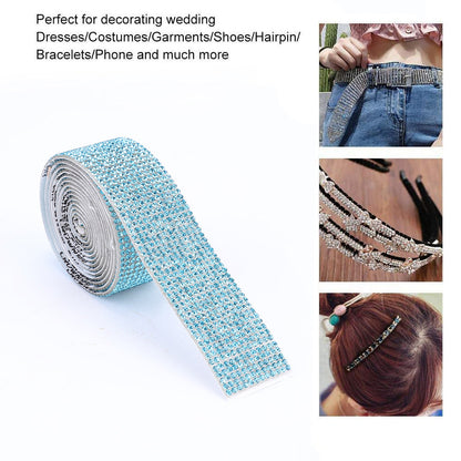 1m Rhinestone Tape Ribbon Self-adhesive Crystal DIY Cake Wrap Wedding Decor