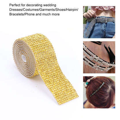 1m Rhinestone Tape Ribbon Self-adhesive Crystal DIY Cake Wrap Wedding Decor