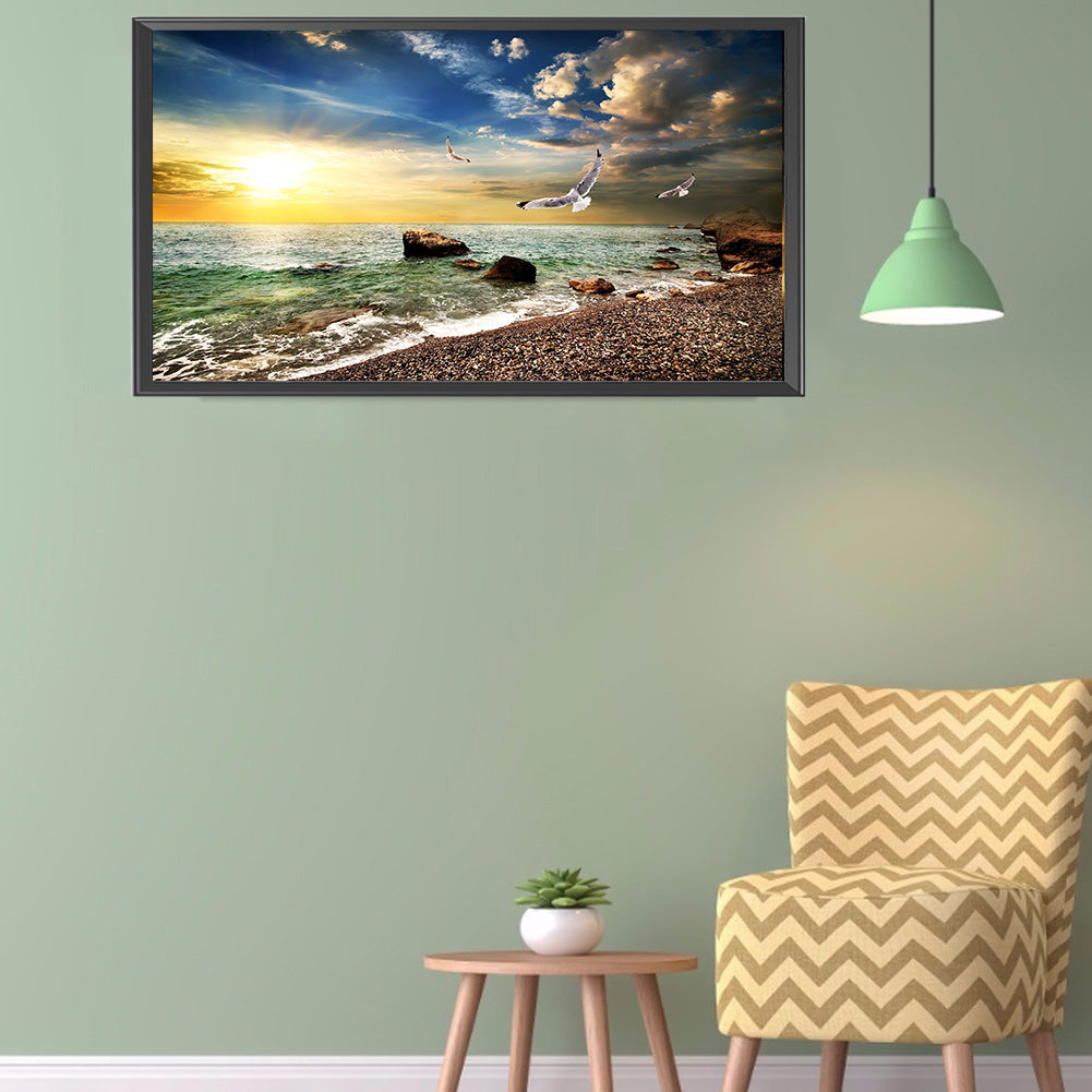 Rocky Seaside 80*40CM(Canvas) Full Round Drill Diamond Painting