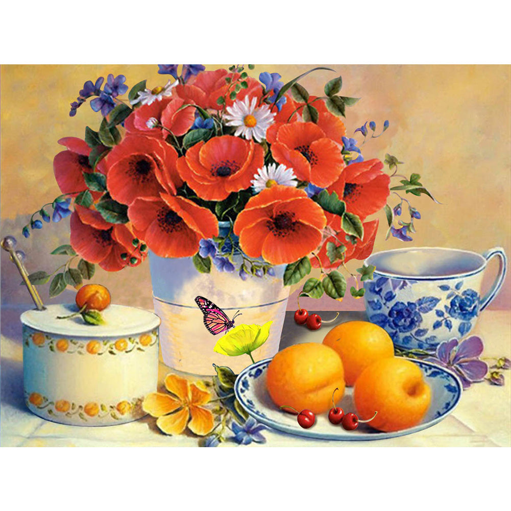 Flowers And Fruits 40*30CM(Canvas) Full Round Drill Diamond Painting